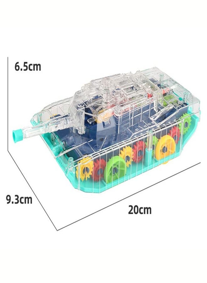 D ETERNAL Transparent Mechanical Police Army Tank Car Toy For Kids With Gear Technology 3D Light, Musical Sound & 360 Degree Rotation (Gear Army Tank)Â… - Image 5